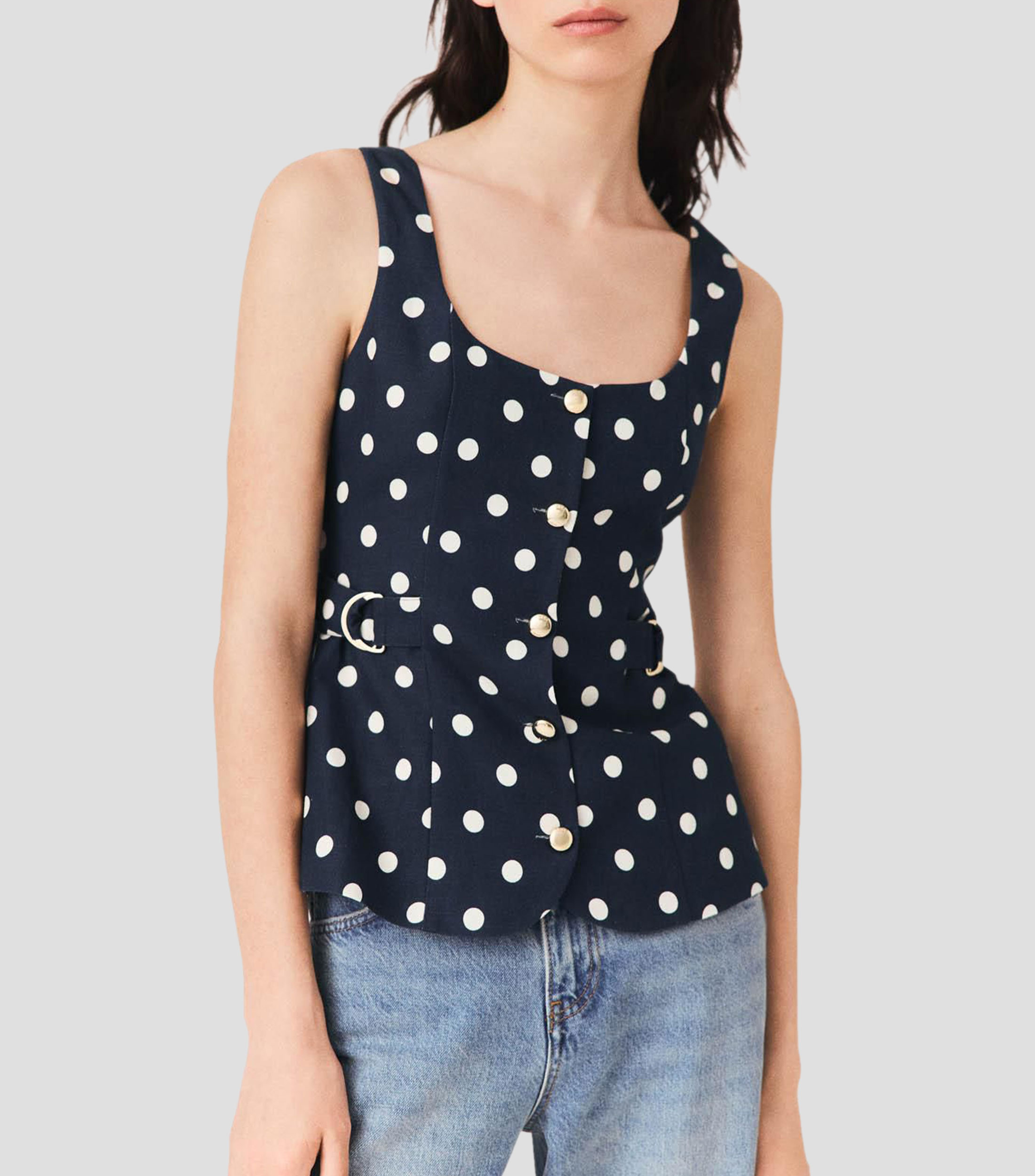 Blusa estampada sin mangas Mujer